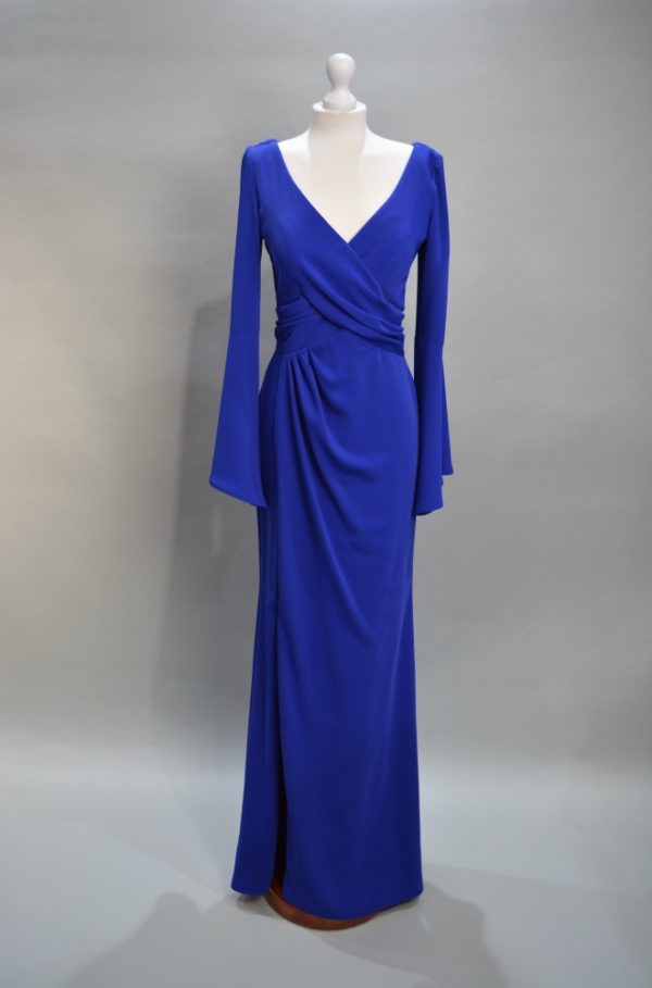 Alquiler vestido azul eléctrico manga larga