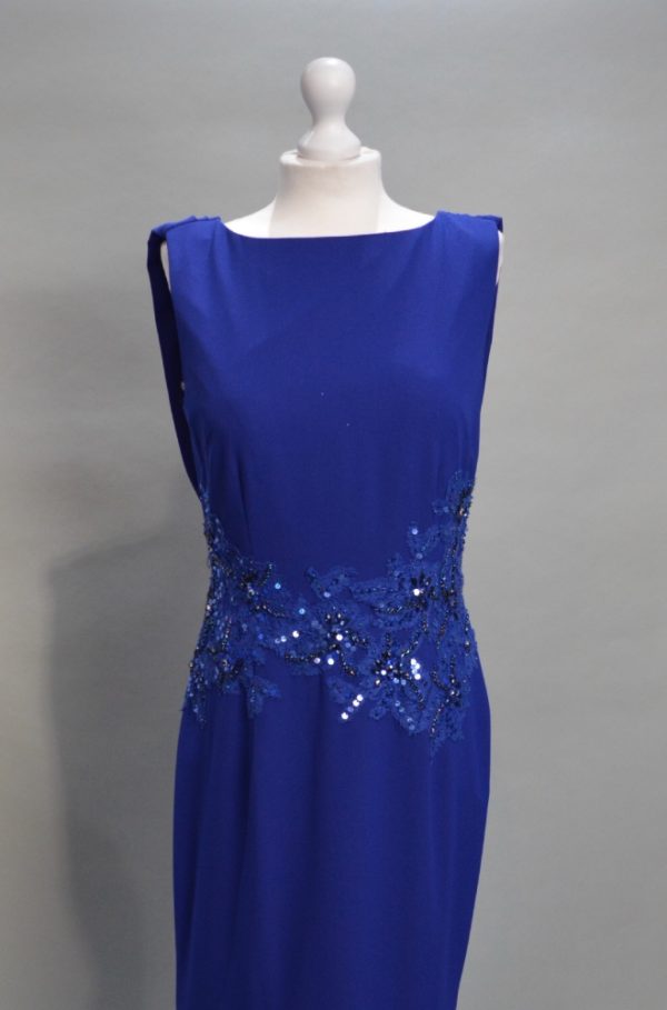 Alquiler vestido azul eléctrico pedrería