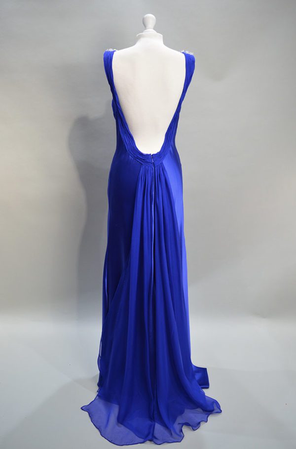 alquiler vestido azul marino largo liso