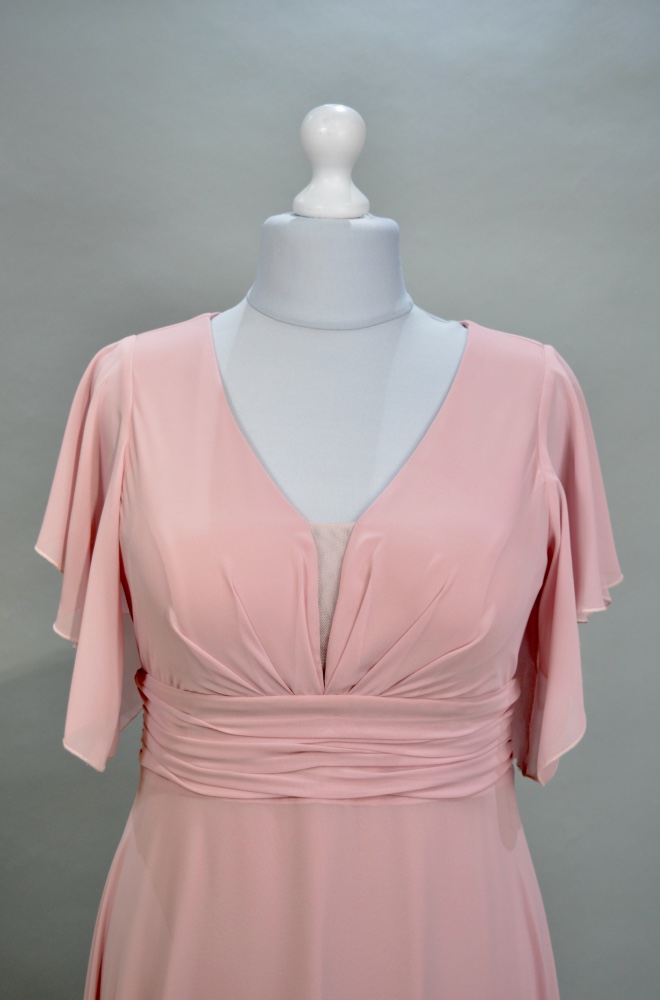 Alquiler vestido rosa palo con cinturón | Hildegarda de Fiesta