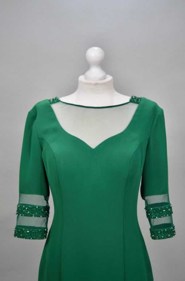Alquilo vestido verde corto manga larga