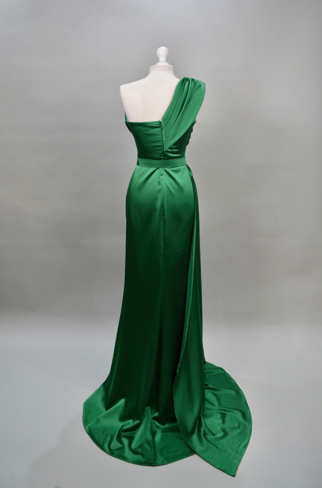 Alquilo vestido verde satinado cint