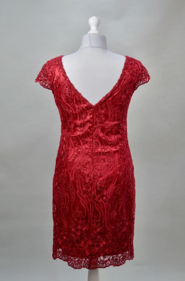 Alquilo vestido corto rojo con bordados